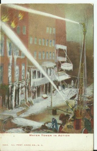 York City Fire Department Water Tower in Action 1905 Undivided Postcard 2