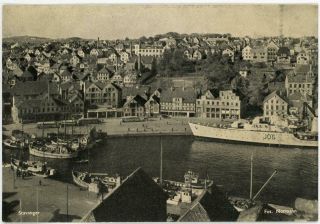 1949 Norway Stavanger Harbour Ships Printed Postcard