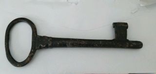 Large Antique Vintage Primitive Cast Iron Key 7 1/8 " Rare