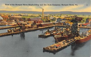 Postcard Va View Of Newport News Shipbuilding And Dry Dock Company Vintage Pc