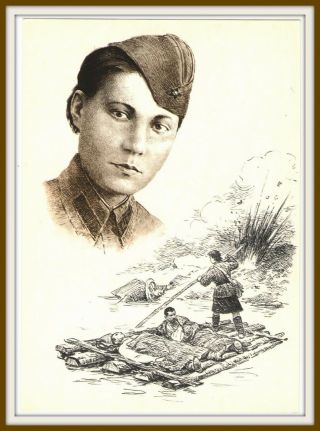 Wwii Ww2 Military Medical Nurse Doctor Girl Woman Hero Su Raft Soviet Postcard 1