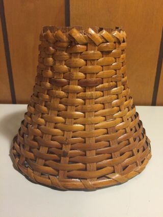 Vintage Natural Wooden Wicker Cane Chandelier Small Lamp Shade 5”
