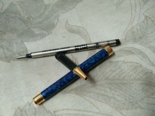 MB Noblesse Marble Blue Lacquer Rollerball Pen Missing Cap 3