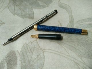 MB Noblesse Marble Blue Lacquer Rollerball Pen Missing Cap 4