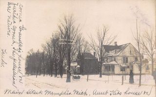 Mi - Rare Real Photo 1900’s View Of Main Street In Memphis,  Michigan