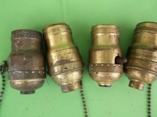 Four Vintage Brass Lamp/light Sockets.  Mono,  K&k,  Bryant,  Levolier.