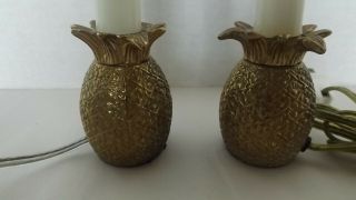 Vintage Set Of Two Small Pineapple Lamps Brass