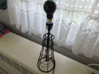 Mid Century Modern Lamp Black Wire Wrapped Base 16 " Tall 5.  5 " Dia Retro Neat