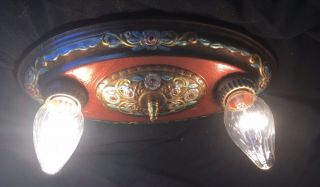 Vintage Art Deco Ceiling Light Fixture - 2 Bulb Victorian - Fully Resorted