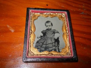 1/9th Plate RUBY Ambrotype of Young Girl in chair Half Case 4