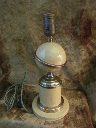 Art Deco Enamel And Brass Saturn Lamp/htf