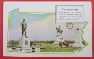 Civil War Gettysburg Pa Mobilgas Advertising Postcard (5206)