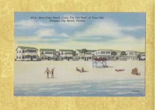 Fl Panama City Beach 1931 - 59 Vintage Postcard Mara Vista Beach Court Roadside