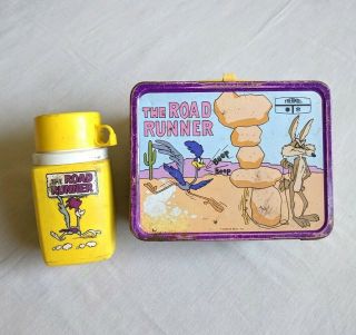 Rare Vintage Thermos The Road Runner Warner Bros Lunchbox Lunch Box Pail 1970 