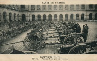 Artillery Cannons Army Museum Paris 1914 - 1915 Wwi Era Red Cross Antique Postcard