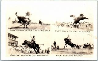 Vintage Rodeo Stars Real Photo Rppc Postcard Dick Robern Burt Mulkey Sam Stuart