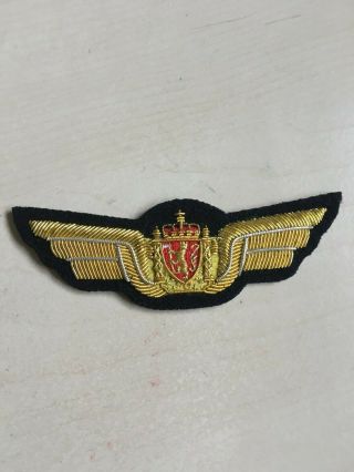 Norwegian Norway Police Helicopter Pilot Wing Prototype Bullion Patch