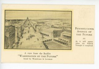 " Pennsylvania Ave Of The Future " Rare Washington Dc Postcard Woodward & Lothrop
