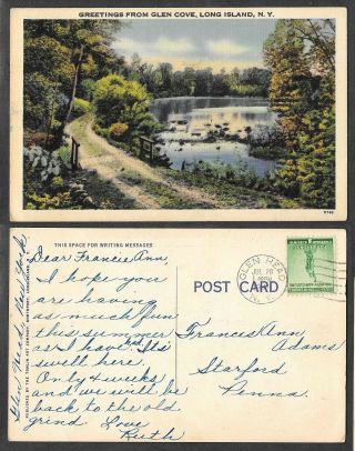 1941 Long Island,  York Postcard - Greetings From Glen Cove