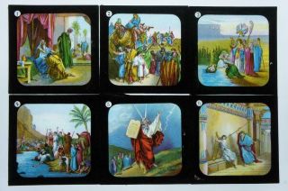 Vintage Nos.  1 - 8 X Magic Lantern Slides 8cm Sq : Stories From The Bible