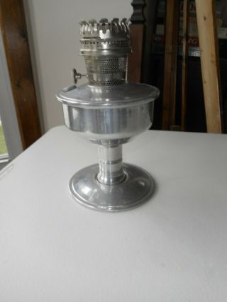 Vintage Aladdin Oil Lamp Base Part Restoration - 11 - 1/2 " Tall - Silver - 23
