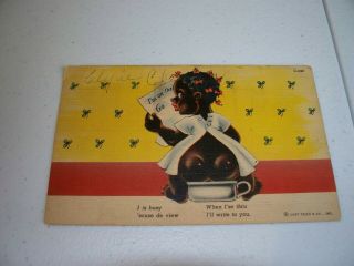 Vintage Antique Postcard Black Americana Comic Curteich Chocolate Drop 248