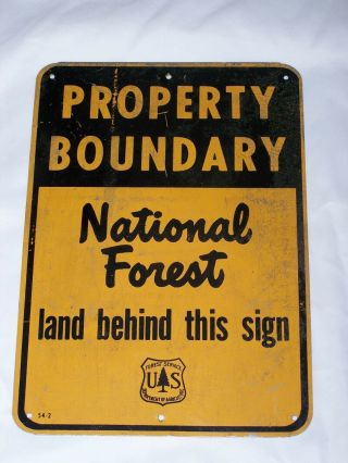 Vintage 1954 U.  S.  Forest Service Property Boundary National Forest Sign 10 " X 7 "