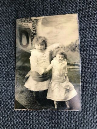 Antique Victorian Tintype Photo Gorgeous Little Girl With Large China Doll Cute