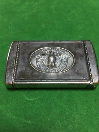 Vintage Fraternal Order Of Eagles Match Cigarette Lighter Case Pat.  Jan12,  1904