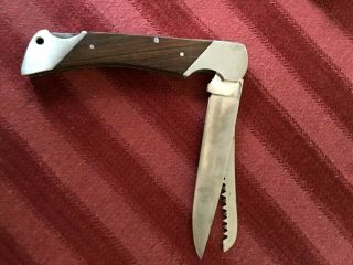 Vintage Aitor Spain Wood Handle 1 Blade / One Saw Blade Folding Pocket Knife