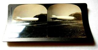 Antique The Los Angeles Airship - Ww Era Real Photo Stereoview Card - Keystone