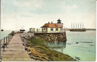 Vintage 1907 Bug Light Portland Maine Postcard