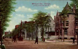 Michigan Avenue Chicago Illinois Looking North From 26th Street C1910 Postcard