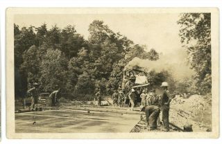 Rppc Steam Donkey Engine Road Paving? Construction Labor Pa Real Photo Postcard
