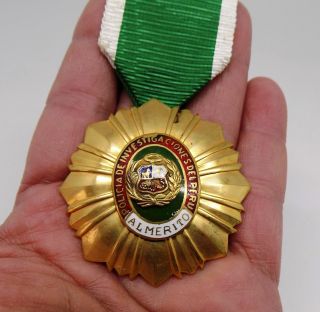 Medal Merit Ribbon Enamel Police / Policia De Investigaciones Del Peru Al Merito