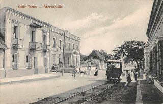 Barranquilla,  Colombia,  Calle Jesus,  Horse Drawn Trolley,  People C 1904 - 14