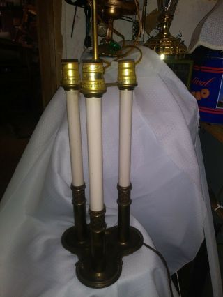 Vintage Stiffel Brass Bouillotte 3 Candle Tabel / Desk Lamp Base No Shade