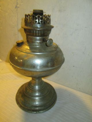 Antique Rayo Co.  Nickel Plate ? Kerosene Oil Lamp.  early 4