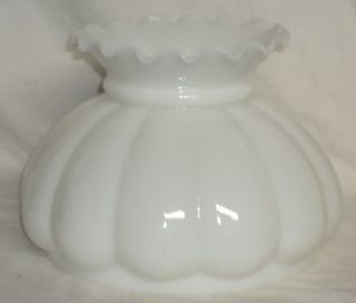 U S A Vintage Milk Glass Melon Shade Aladdin Oil Lamp / Rayo Oil Lamp 7 " Fitter