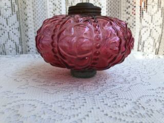 Vintage Gone With The Wind Hurricane Cranberry Glass Lamp Base