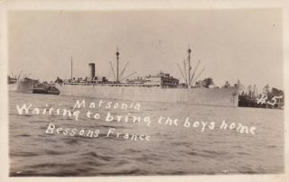 Ww1 Uss Matsonia Transport Ship Real Photo Postcard 1919 Rppc World War 1