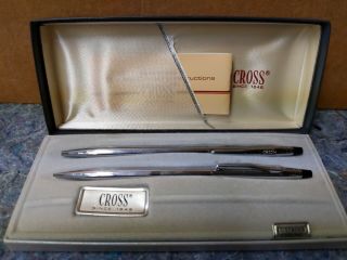 Vintage Cross Century No.  3501 Chrome Pen & Pencil Set.