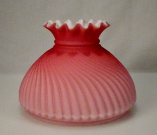 Antique Pink Satin Cased Swirl Kerosene Oil Peg Lamp Glass Shade 5.  5 " Fitter 695