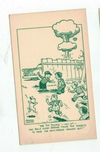 Vintage 1959 Dupont Anti - Freeze Comic Advertising Post Card Signed Graham Hunter