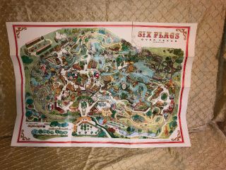 1967 Six Flags Over Texas Amusement Park Souvenir Map Dallas/ Fort Worth