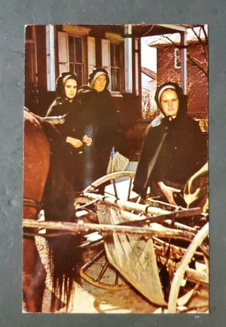 Lancaster County Pennsylvania Amish Women Vintage Postcard
