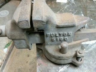 Vintage Fulton 5190 3 " Bench Vise With 3 - 3/4 " Opening W/ Swivel Base
