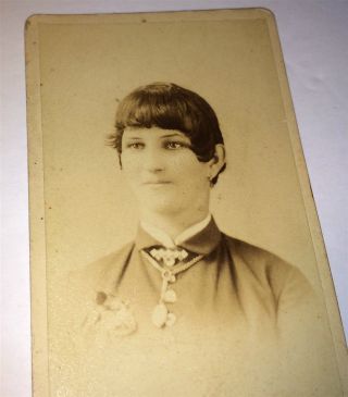 Antique Victorian American Fashion Woman Jewelry Great Backmark Ct Cdv Photo