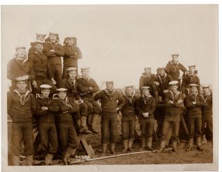 Press Photo: A Group Of Royal Navy Gunners In Dardanelles,  Hms,  C1915