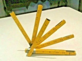Vintage Stanley No.  906 Zig Zag Wooden Folding Rule - Yellow Made In Usa